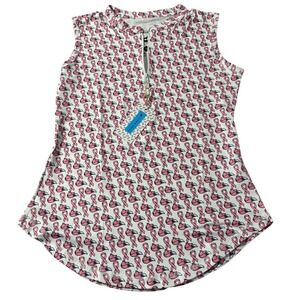Proud Ninety Pink Flamingo‎ Breast Cancer Awareness Golf Polo Shirt Women's Sm.